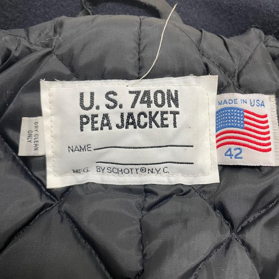 ● 【美品】 ショット 740N PEA JACKET ショートピーコート 紺