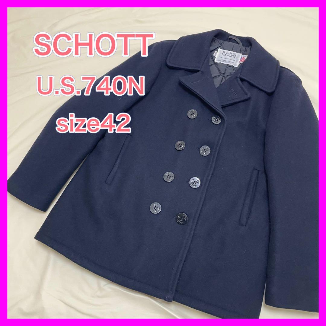 ● 【美品】 ショット 740N PEA JACKET ショートピーコート 紺