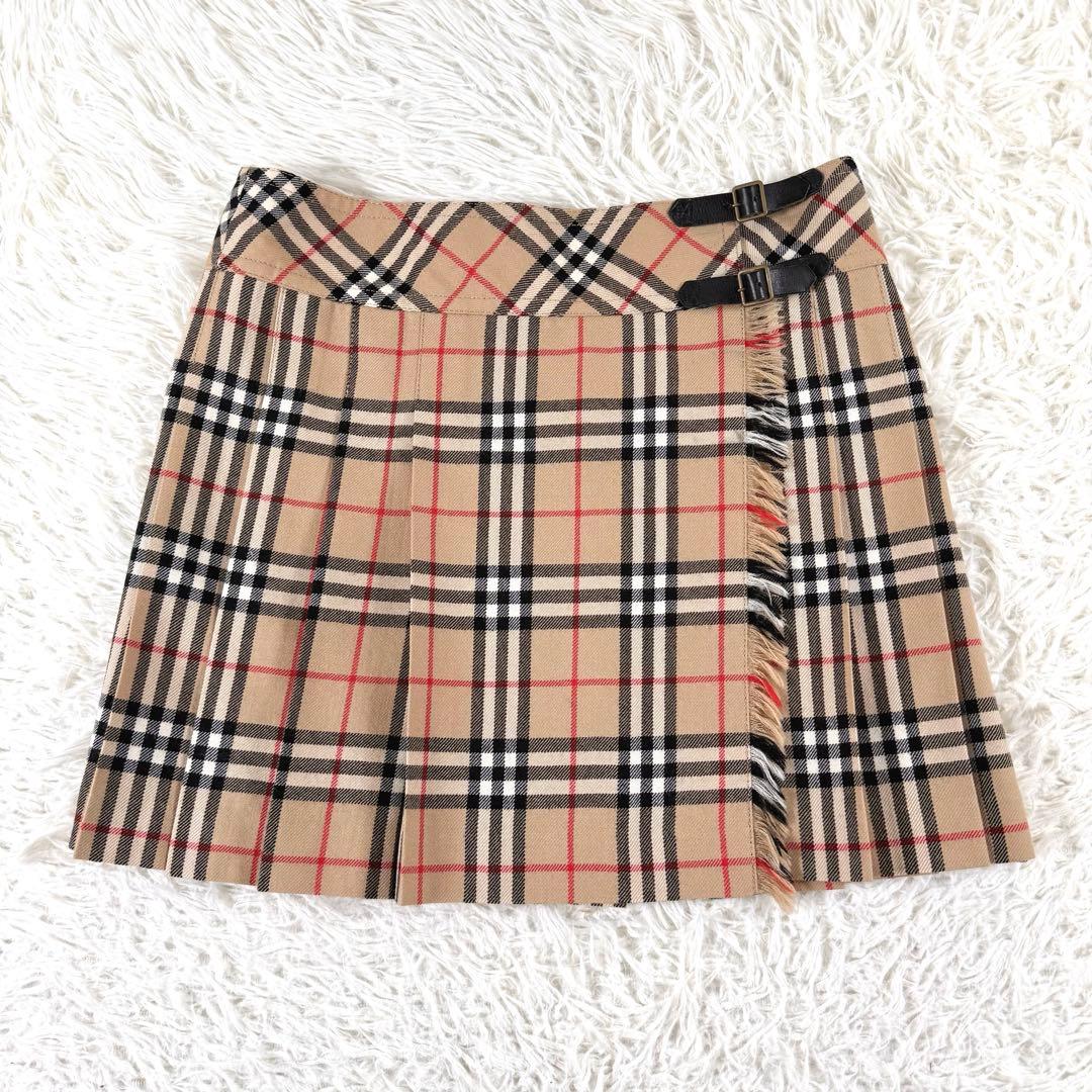Y2K✨ バーバリーブルーレーベル ラップスカート ミニ ベルト ノバチェック