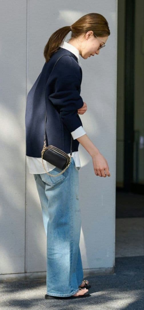 FRAMeWORK /フレームワーク　スムースニットプルオーバー　ネイビー