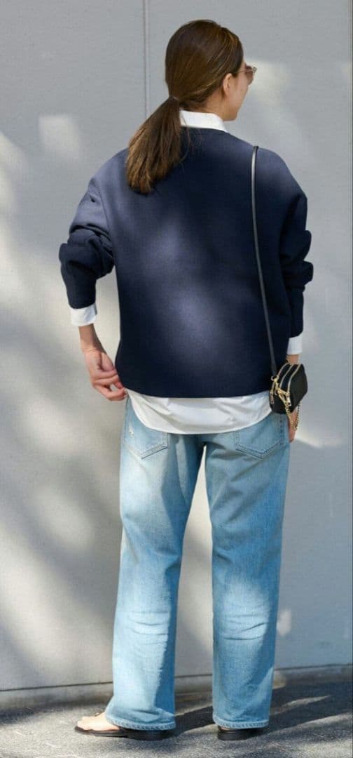 FRAMeWORK /フレームワーク　スムースニットプルオーバー　ネイビー