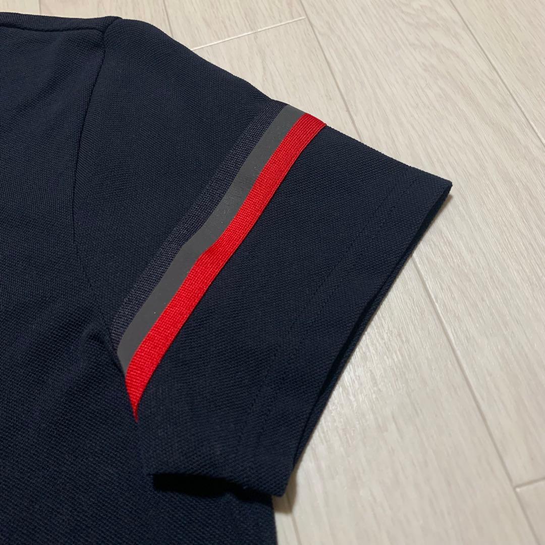 極美品　モンクレール　袖ライン　ポロシャツ　ネイビー　M 国内正規品 4S397