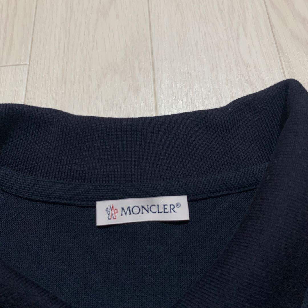 極美品　モンクレール　袖ライン　ポロシャツ　ネイビー　M 国内正規品 4S397