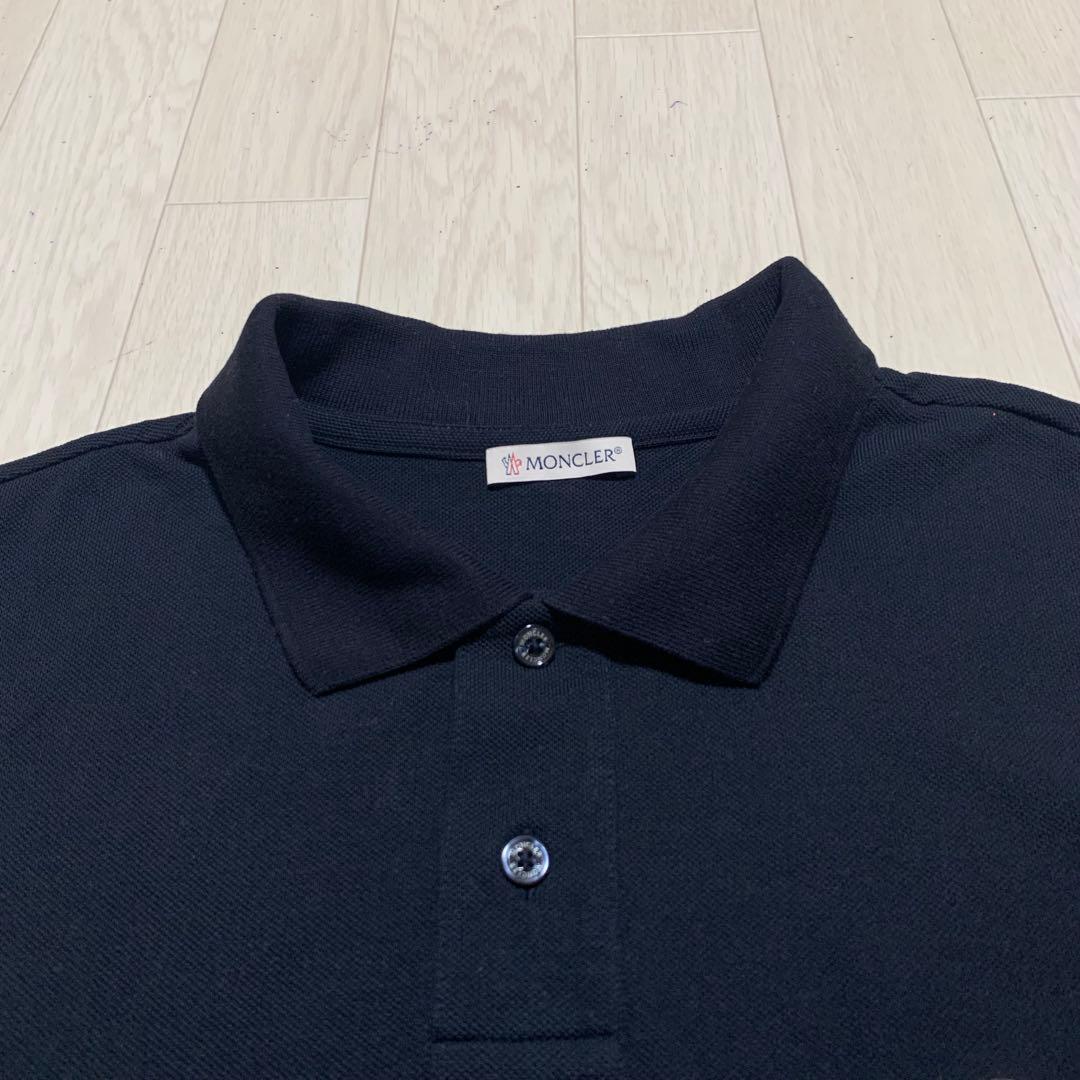 極美品　モンクレール　袖ライン　ポロシャツ　ネイビー　M 国内正規品 4S397