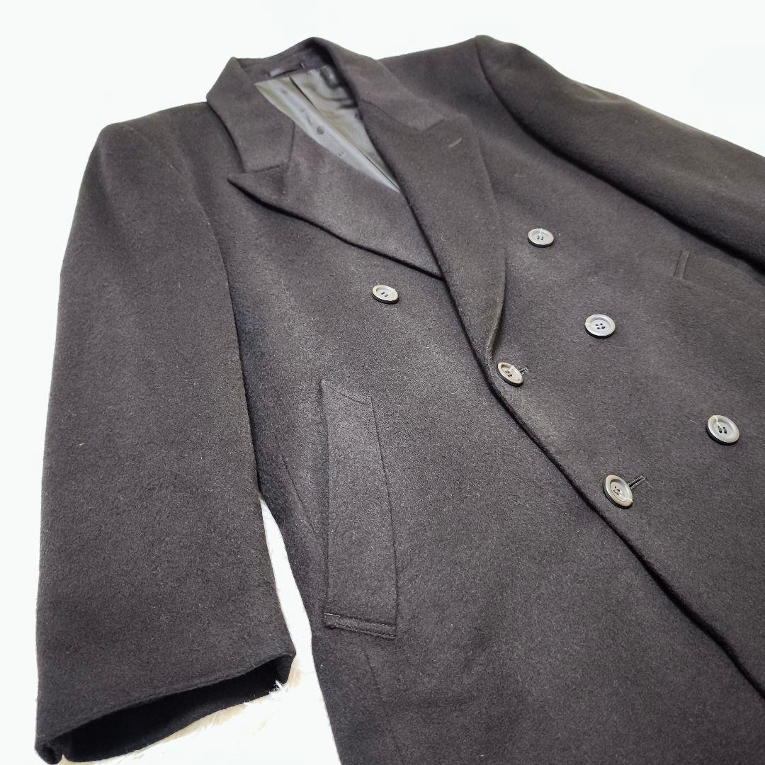 極美品 カシミヤ100% ダブルブレスト ロングチェスターコート黒オーバーサイズ
