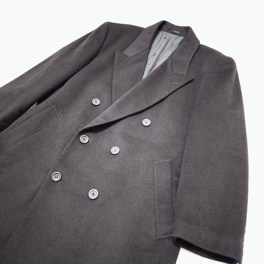 極美品 カシミヤ100% ダブルブレスト ロングチェスターコート黒オーバーサイズ