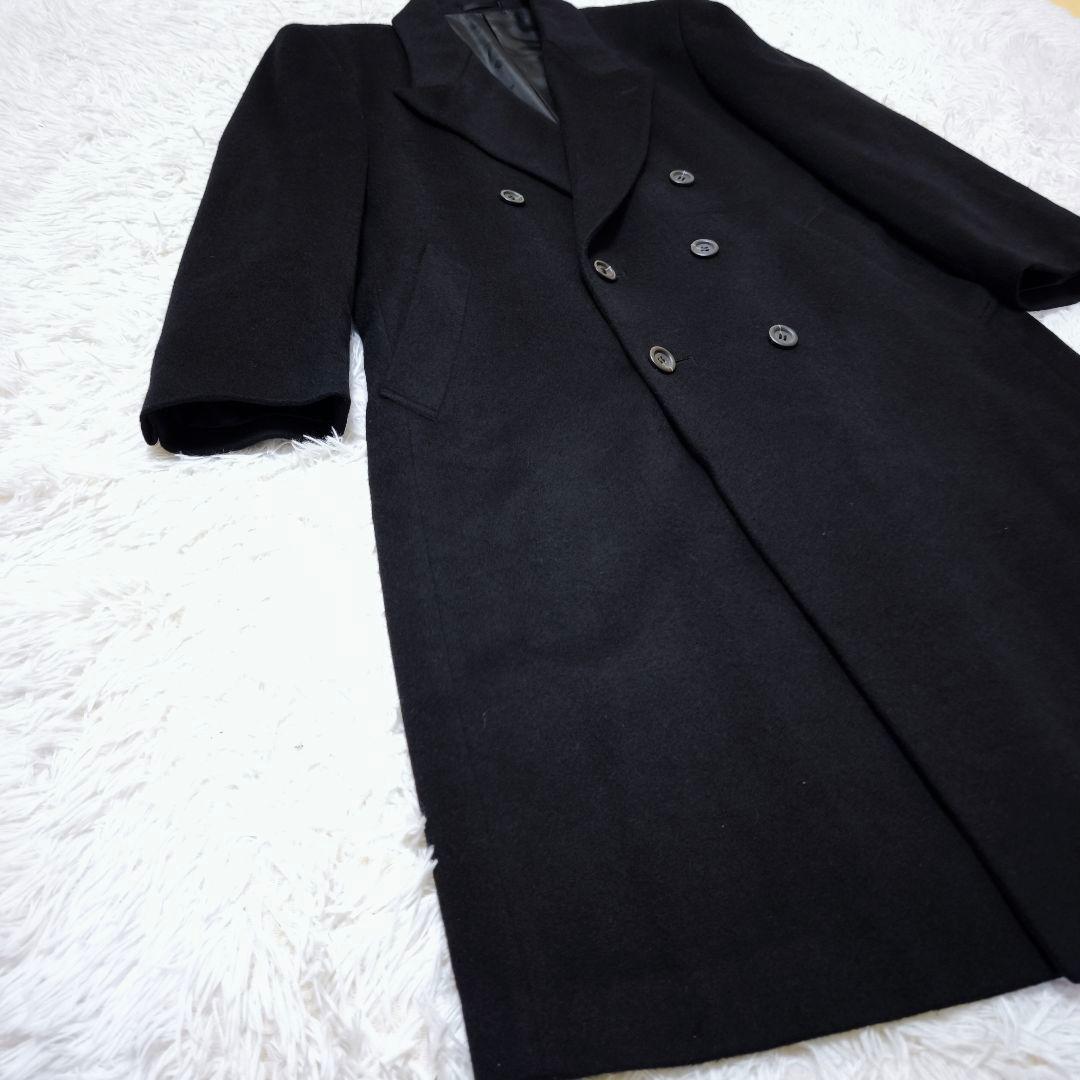 極美品 カシミヤ100% ダブルブレスト ロングチェスターコート黒オーバーサイズ
