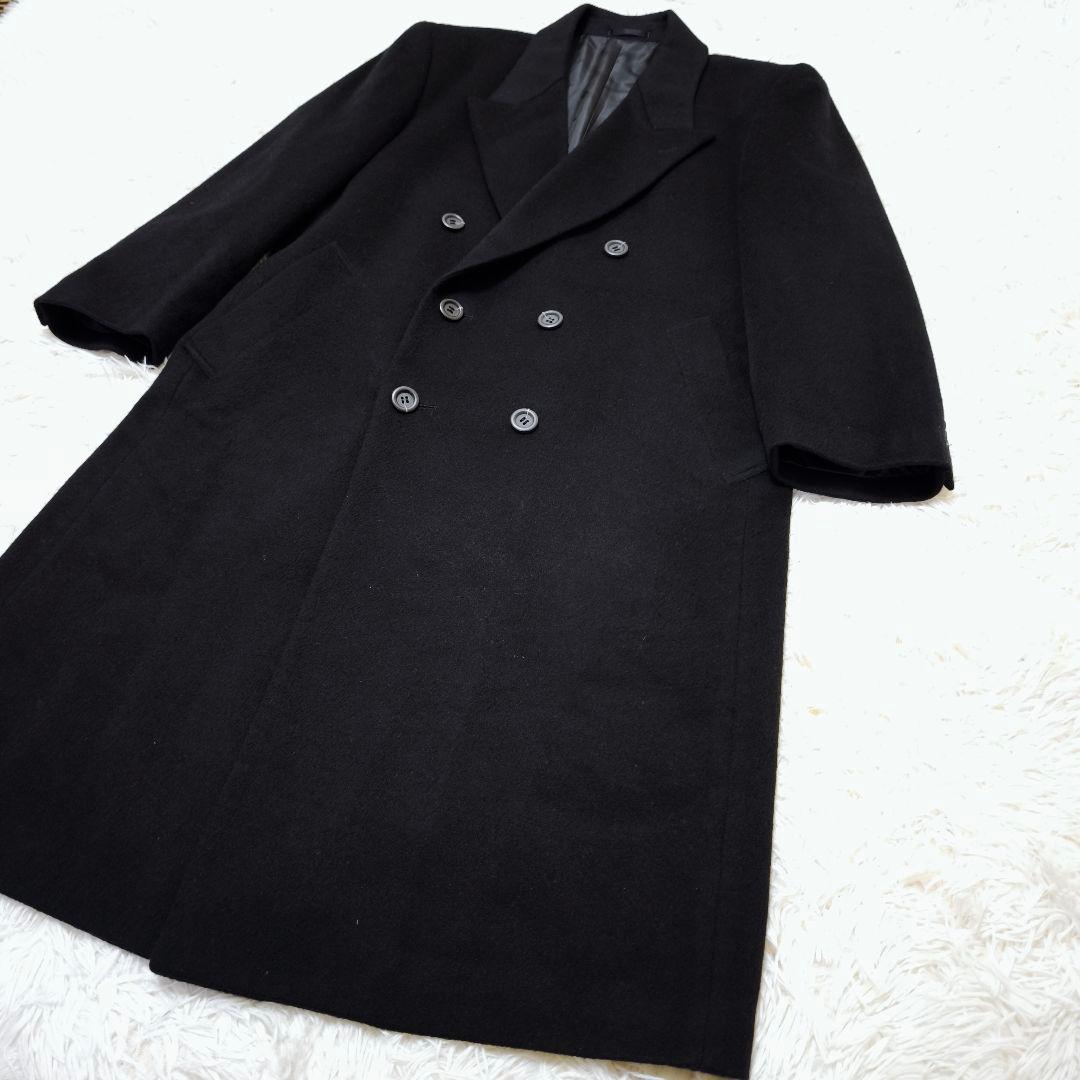 極美品 カシミヤ100% ダブルブレスト ロングチェスターコート黒オーバーサイズ