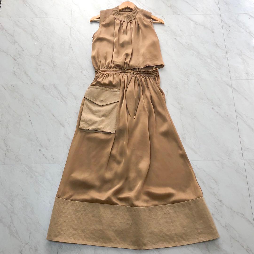 【希少 20SS】sacai ファブリックコンボドレスワンピース ベージュ 1