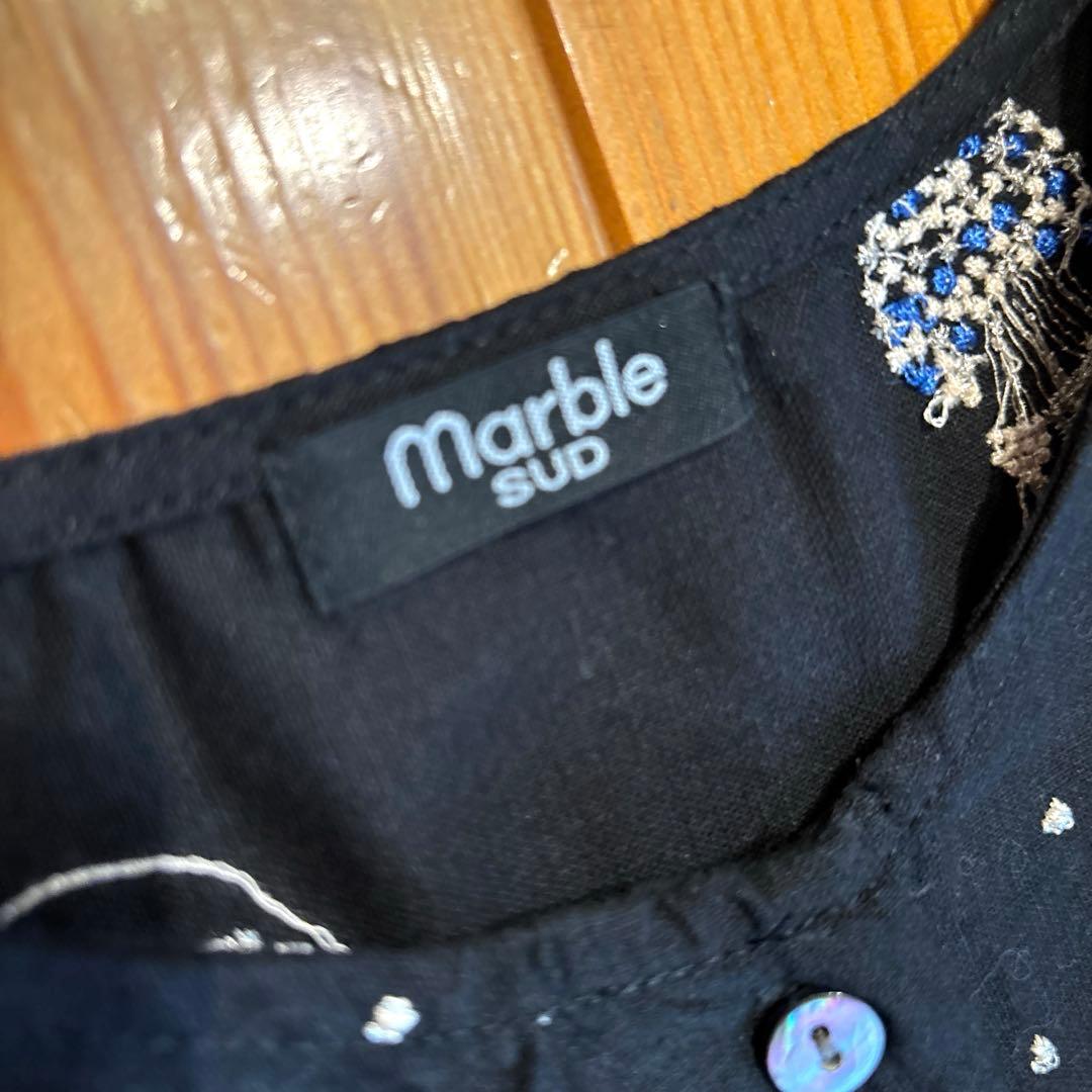 マーブルシュッド　クラゲレース刺繍チュニック　黒