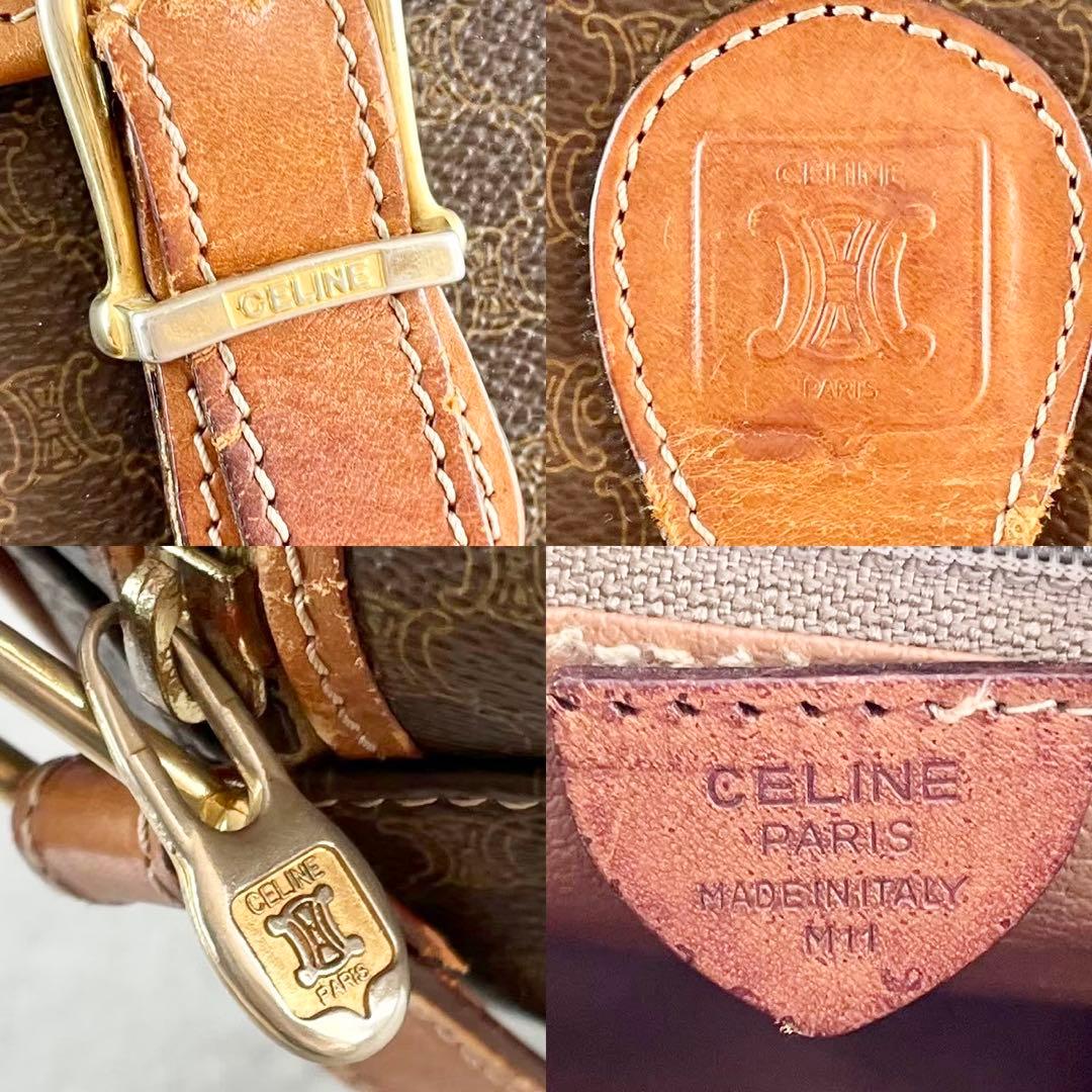 美品✨セリーヌ ショルダーバッグ マカダム ベルト ゴールド金具 レザー