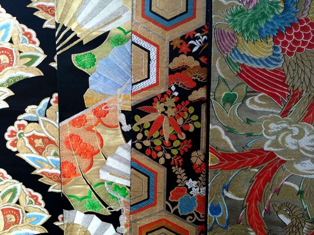 B186★豪華黒地刺繍高級袋帯13点まとめ売り★個人差着用/振袖/着物/リメイク