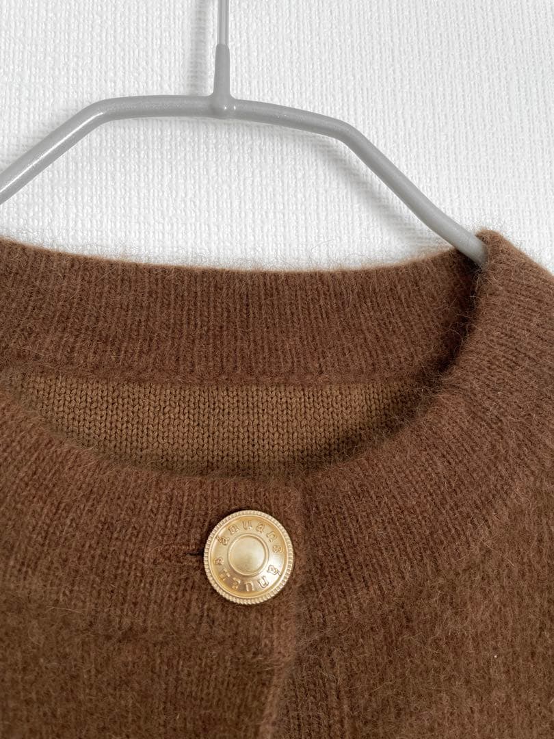 anuans アニュアンス　ラクーンブレンドノーカラーニットジャケット