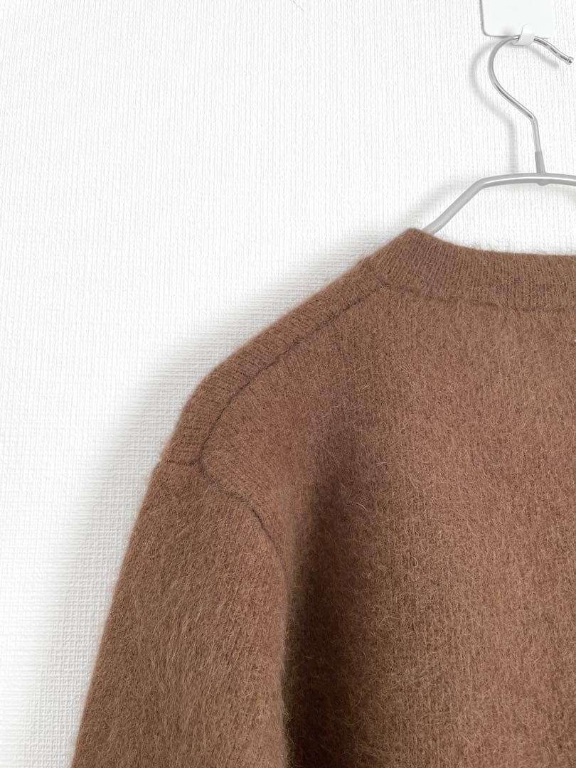 anuans アニュアンス　ラクーンブレンドノーカラーニットジャケット