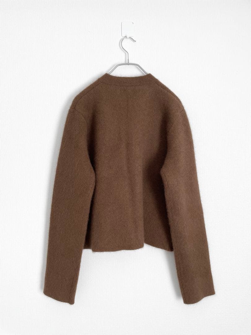 anuans アニュアンス　ラクーンブレンドノーカラーニットジャケット