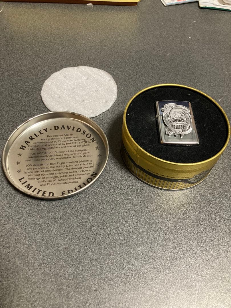 ハーレーダビッドソン Zippoライター 未使用品 丸缶ケース付き