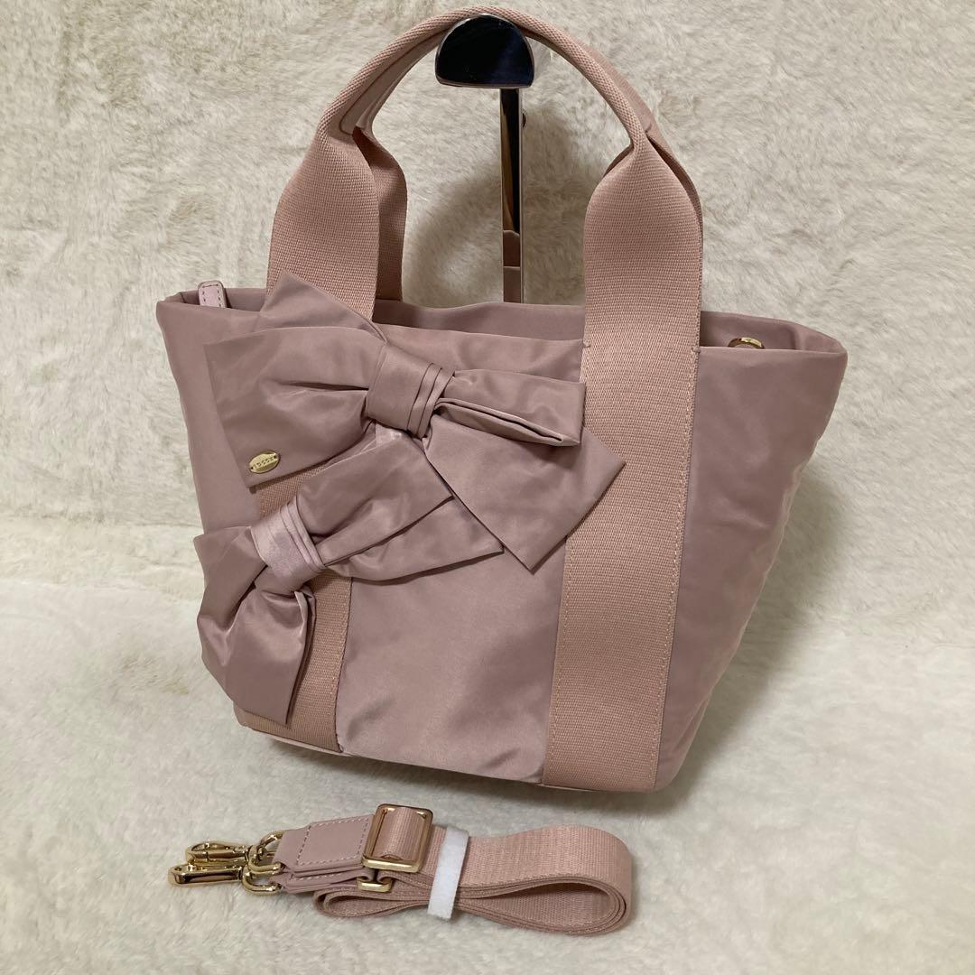 極美品 tocca 2way ショルダーバッグ リボン ピンク T CADEAU