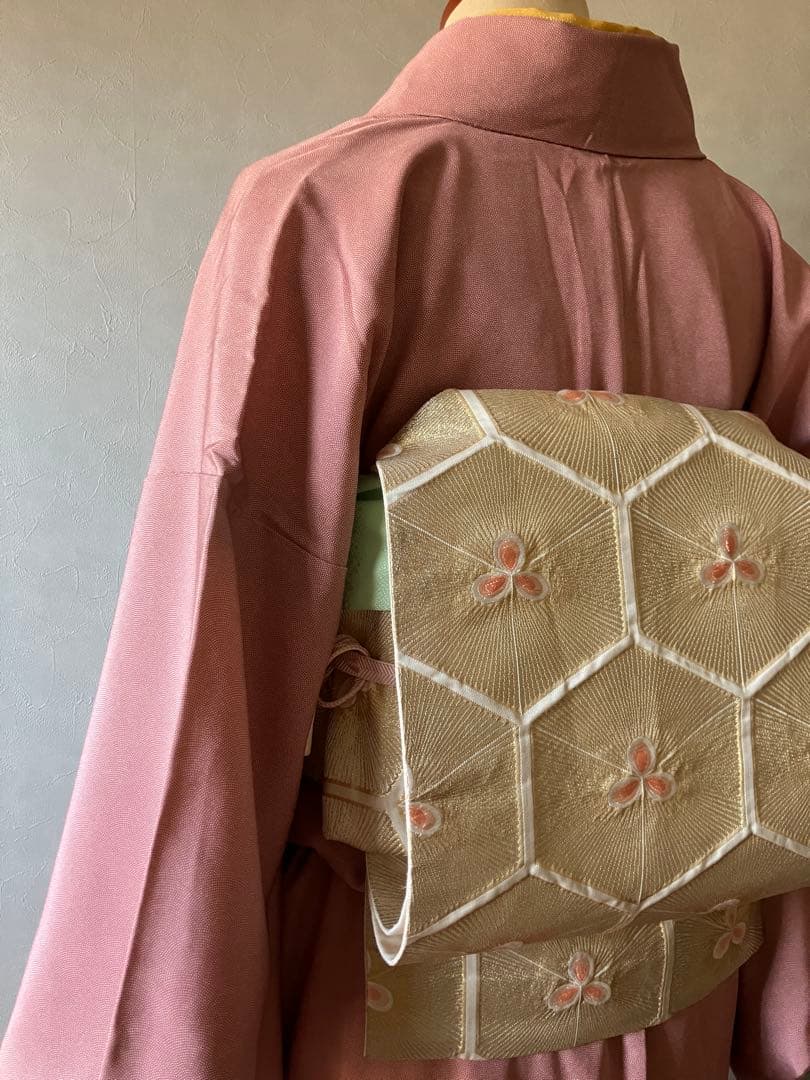 美品江戸小紋＆金糸袋帯&バッグ上品エレガントな3点セット