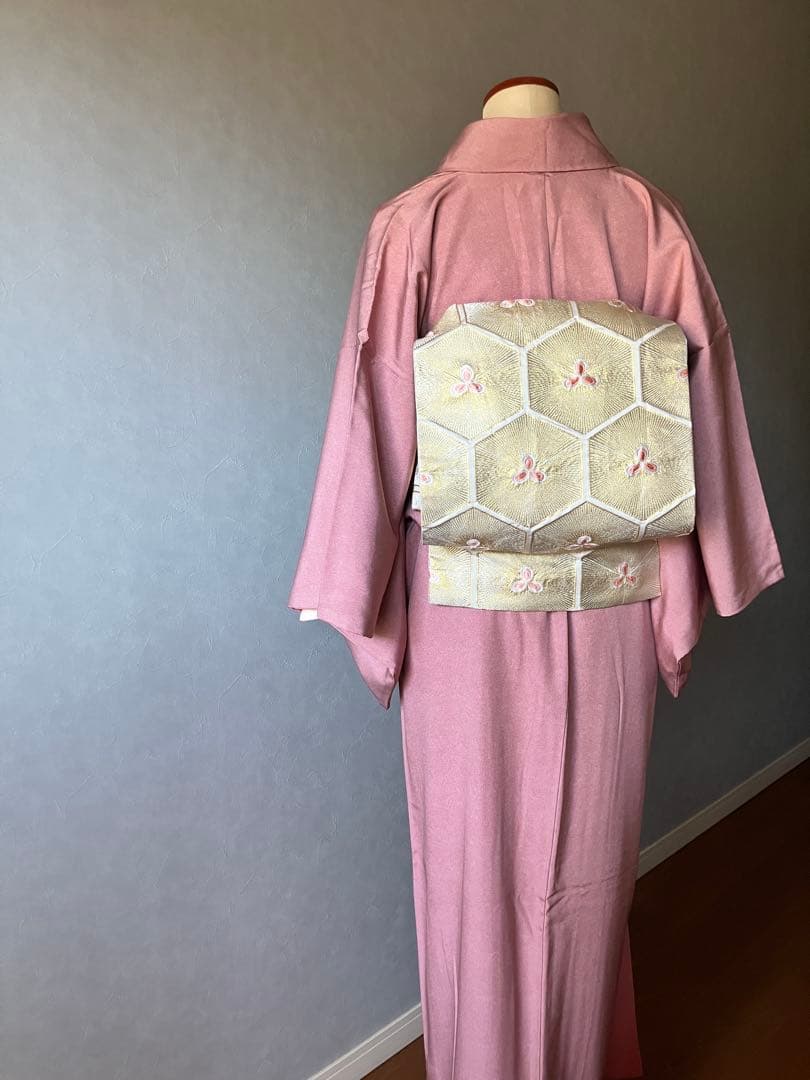 美品江戸小紋＆金糸袋帯&バッグ上品エレガントな3点セット