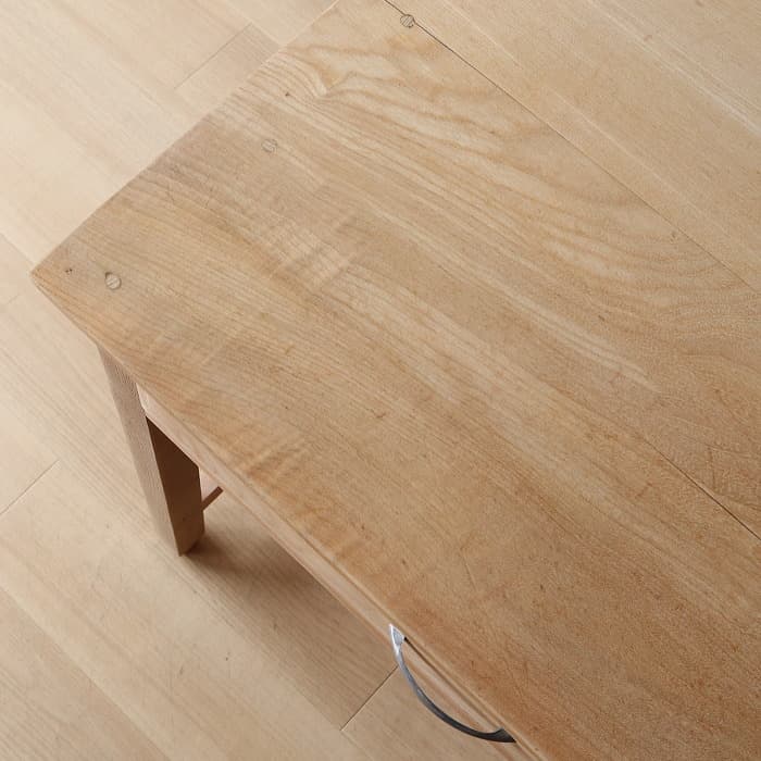 アンティーク タモ材 無塗装 片袖机 レトロ 無垢材 デスク 古家具