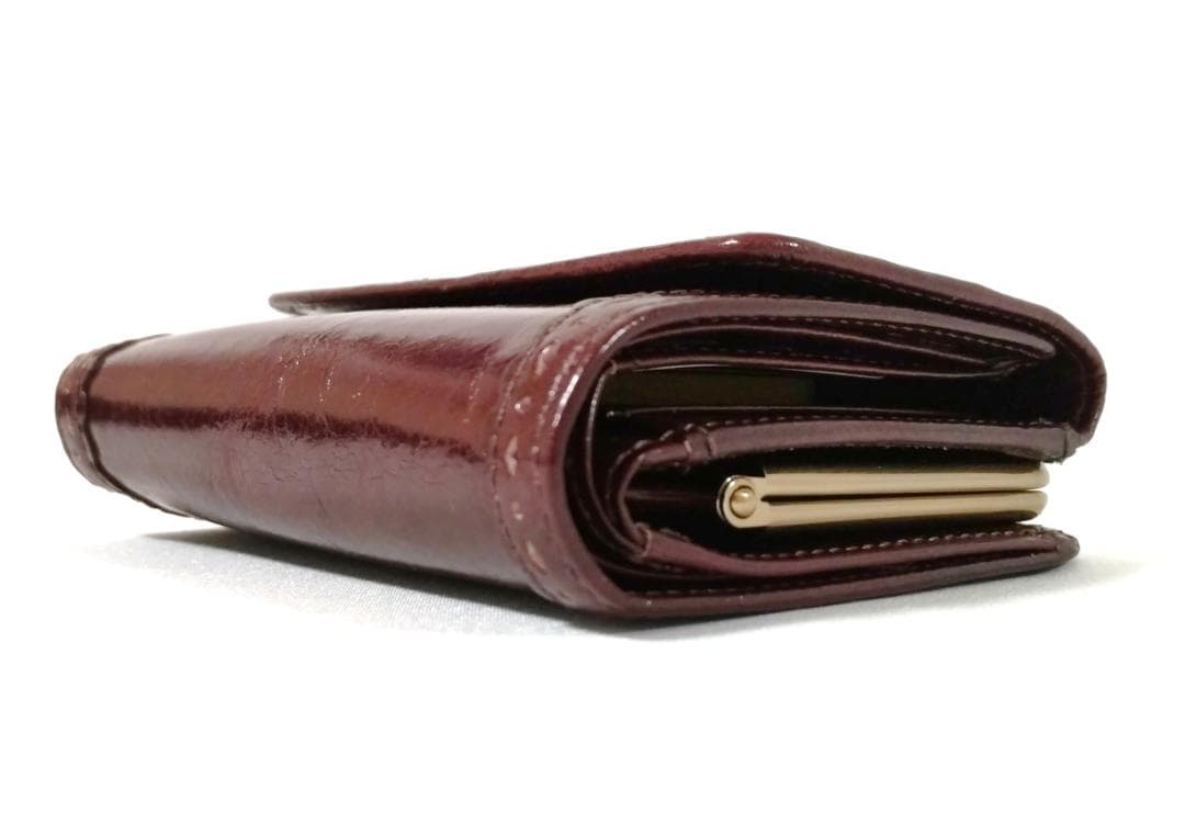 美品 未使用品 アナスイ がま口 折り財布 ボルドー バタフライ 花柄裏地 箱付