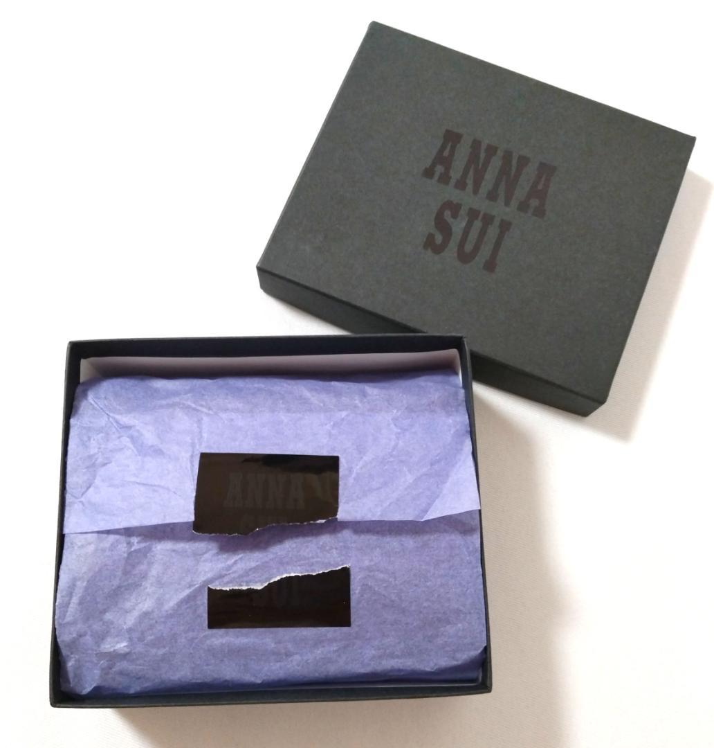 美品 未使用品 アナスイ がま口 折り財布 ボルドー バタフライ 花柄裏地 箱付