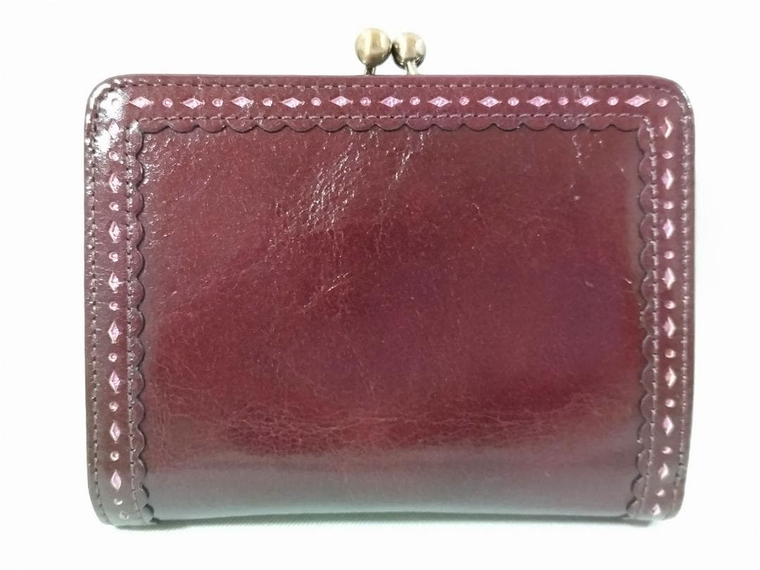 美品 未使用品 アナスイ がま口 折り財布 ボルドー バタフライ 花柄裏地 箱付