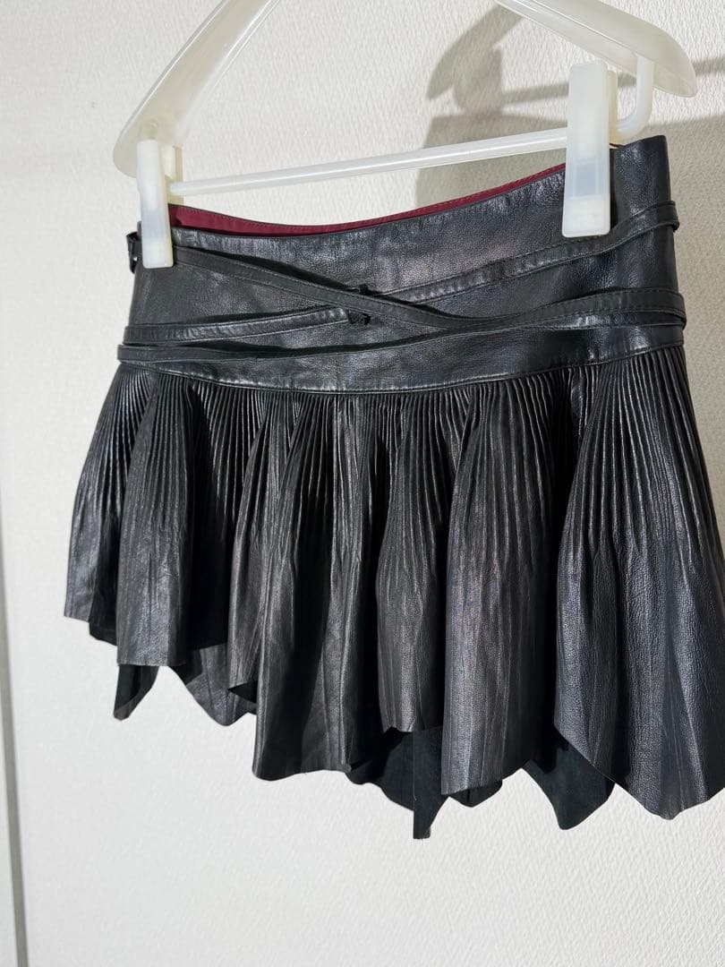 ジャンポールゴルチェ プリーツレザー巻きスカート