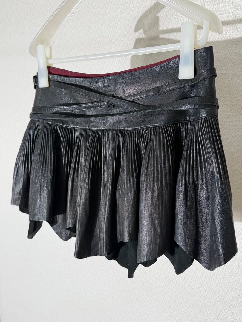 ジャンポールゴルチェ プリーツレザー巻きスカート