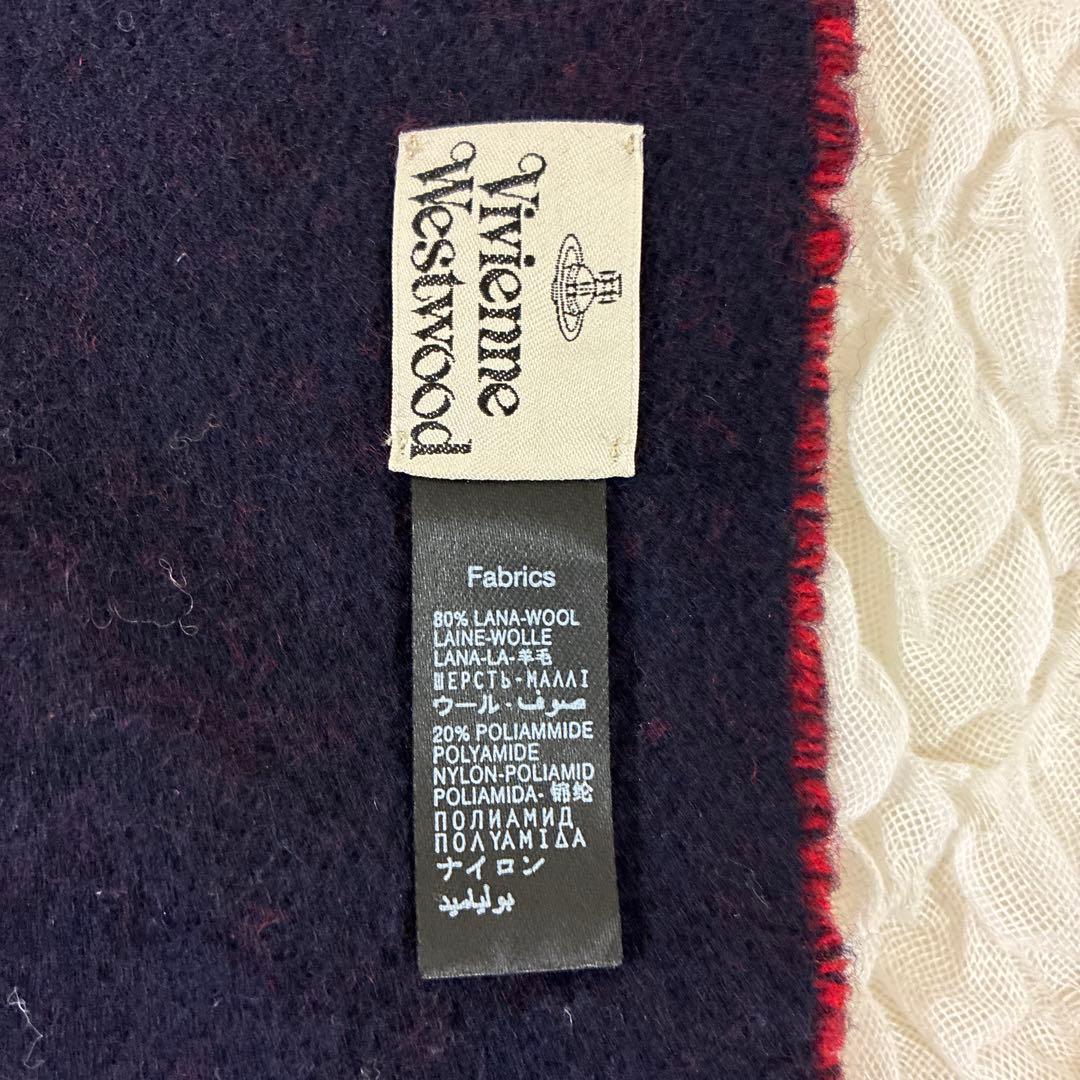 ヴィヴィアンウエストウッド　ビッグオーブ　リバーシブルマフラー　ウール　赤 紺