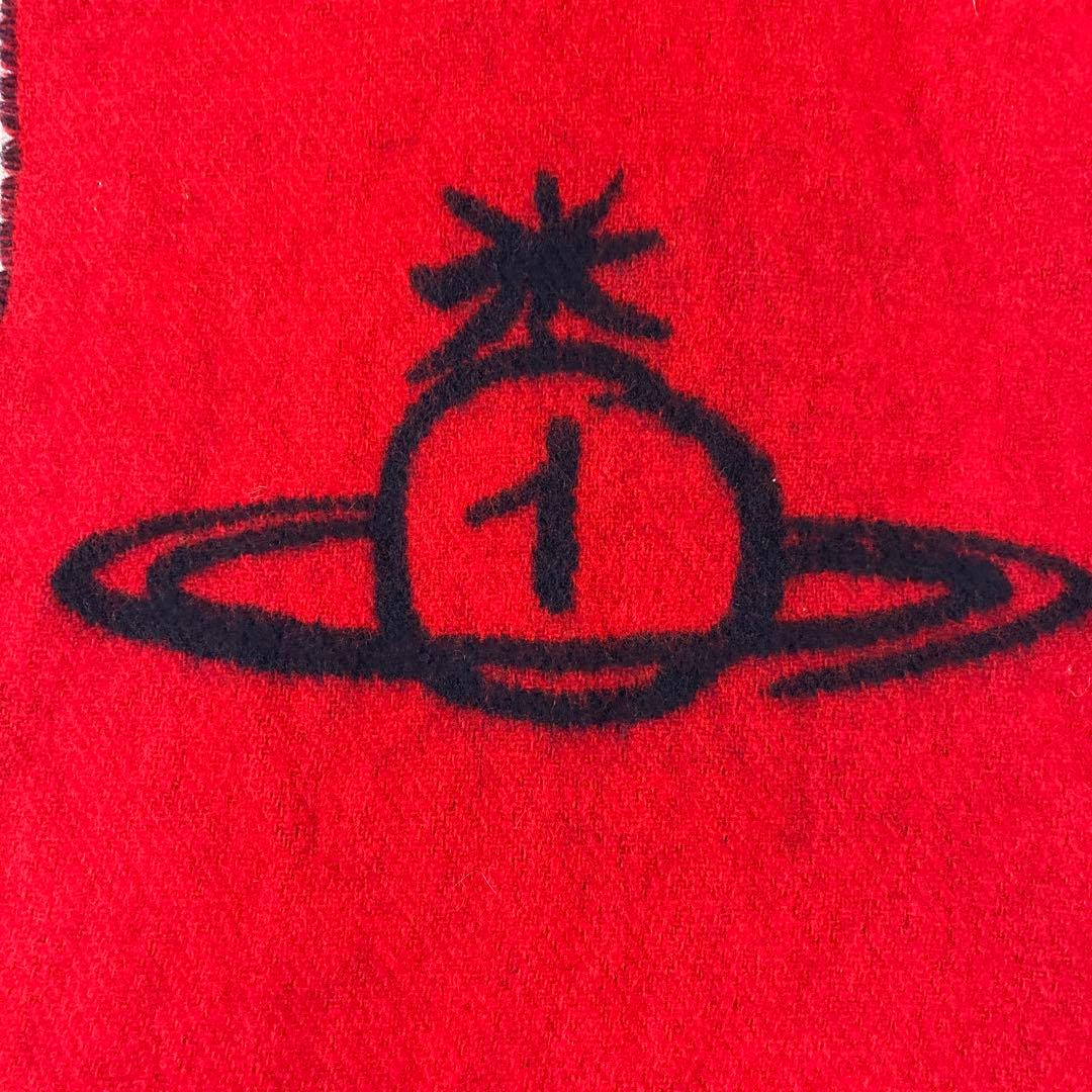 ヴィヴィアンウエストウッド　ビッグオーブ　リバーシブルマフラー　ウール　赤 紺