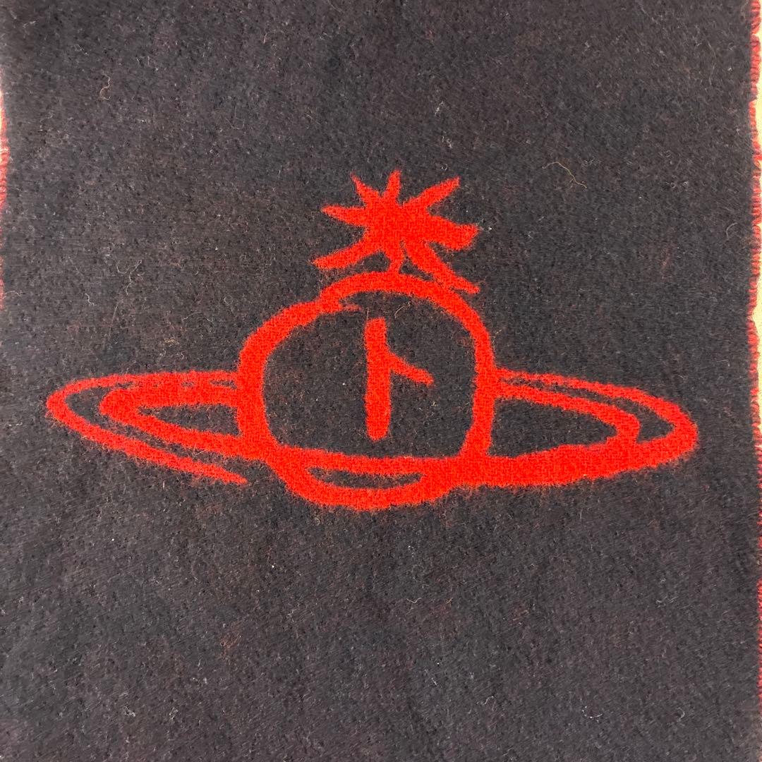 ヴィヴィアンウエストウッド　ビッグオーブ　リバーシブルマフラー　ウール　赤 紺