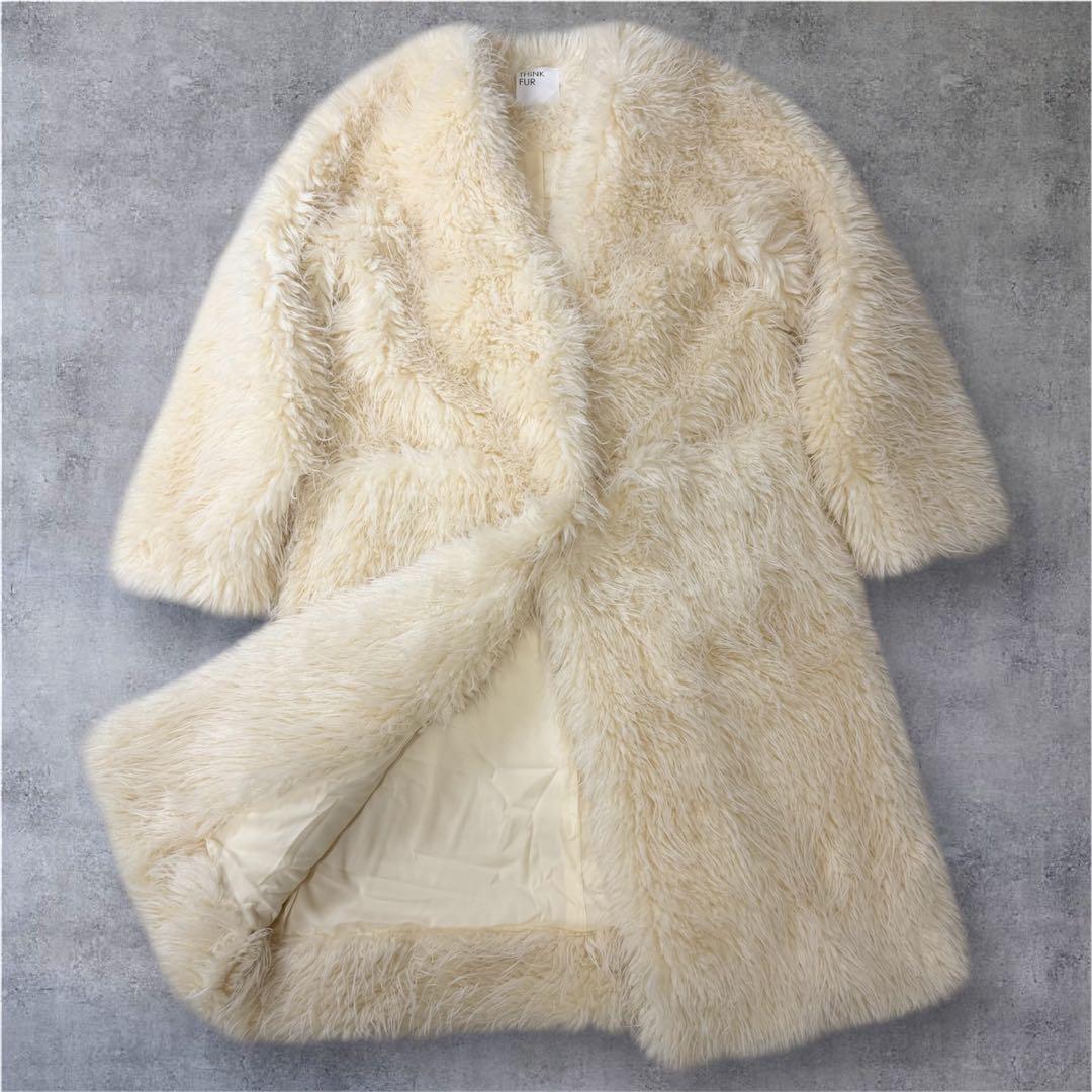 美品24製完売品　THINK FUR ロングファーリラックスコート 定価3.8万