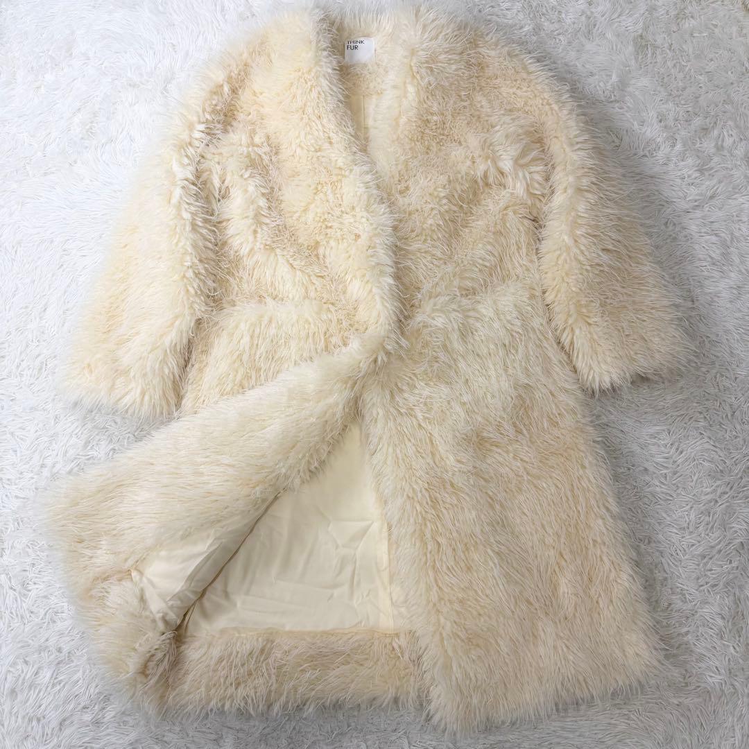 美品24製完売品　THINK FUR ロングファーリラックスコート 定価3.8万