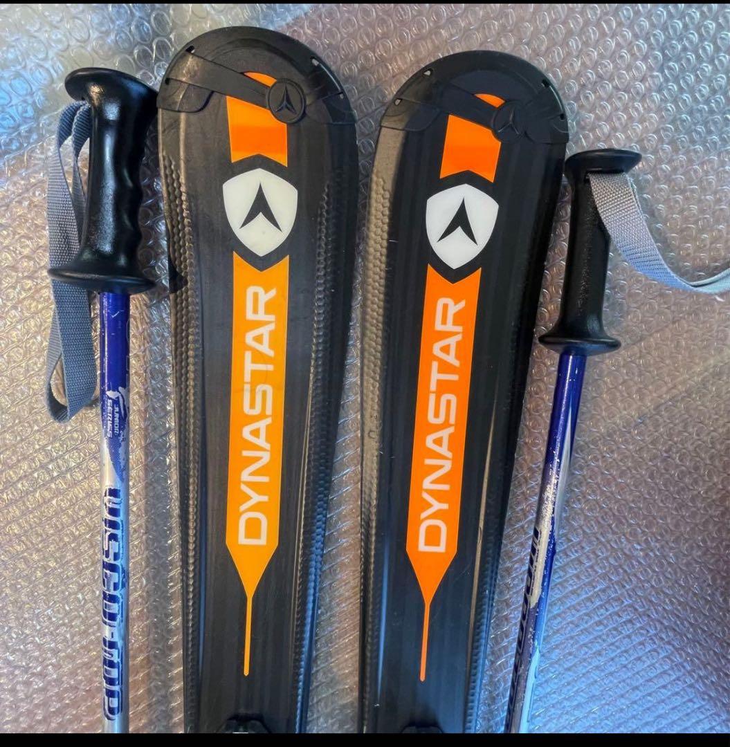 男の子　ジュニア　110cm head 21-21.5cm スキー　ストック付