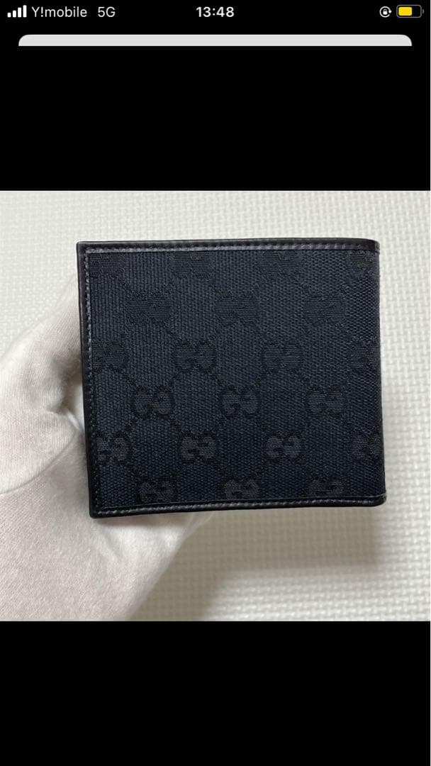 未使用　GUCCIグッチ　レザー×キャンバス　GG ブラック　黒