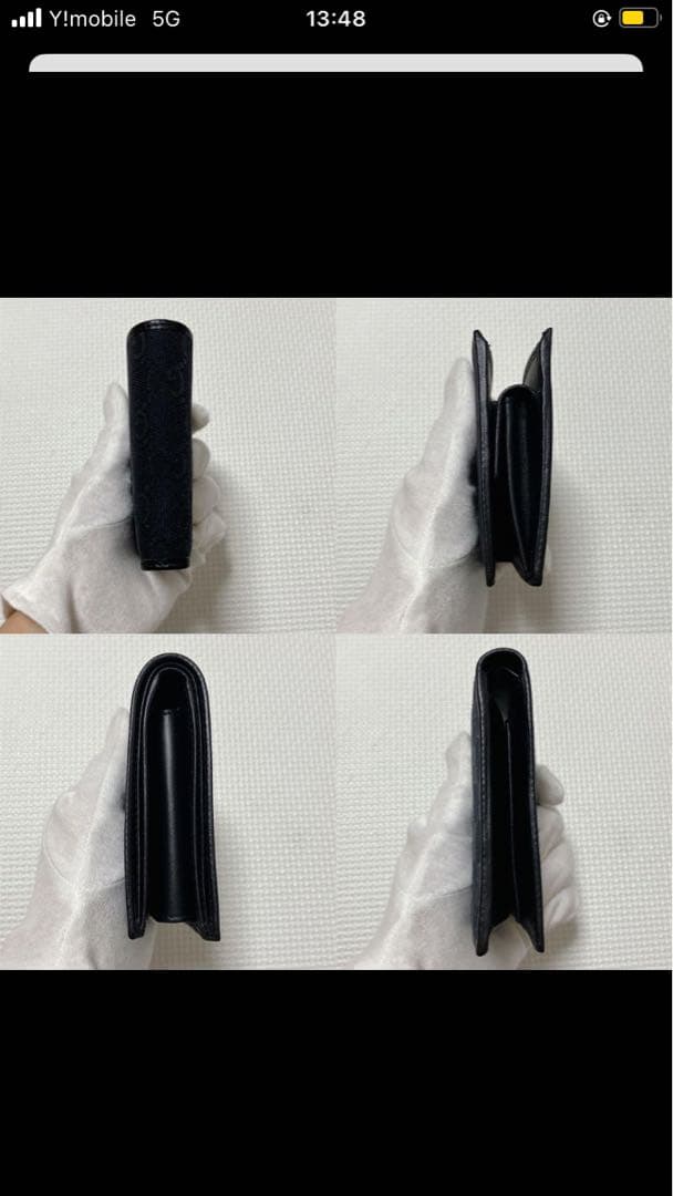 未使用　GUCCIグッチ　レザー×キャンバス　GG ブラック　黒