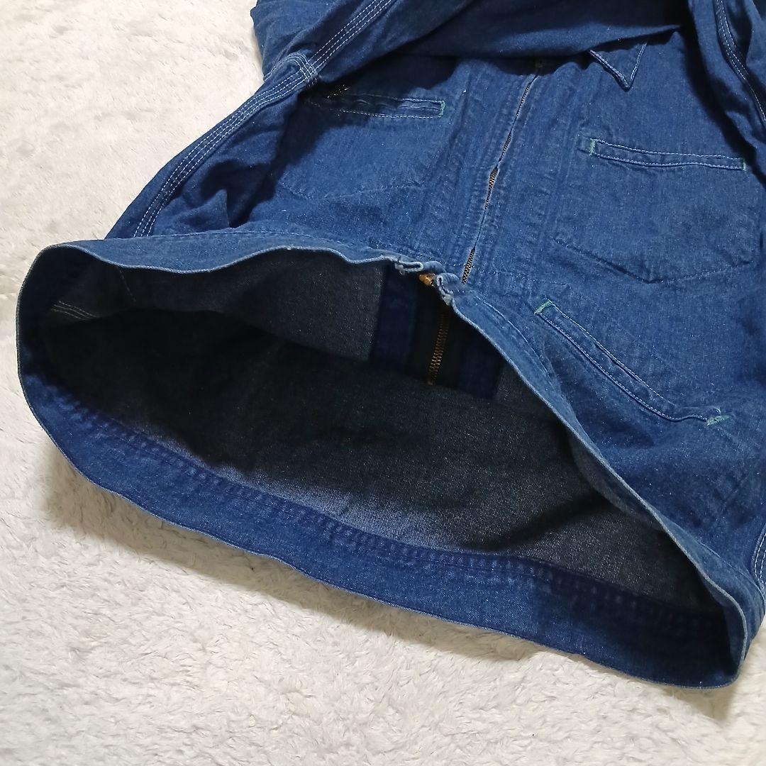 極美品/USA製 70s OSHKOSH ヴィンテージ ジップデニムカバーオール