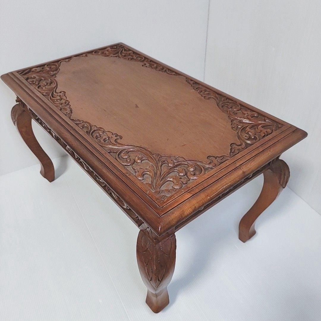 猫脚ミニテーブル 彫刻入り