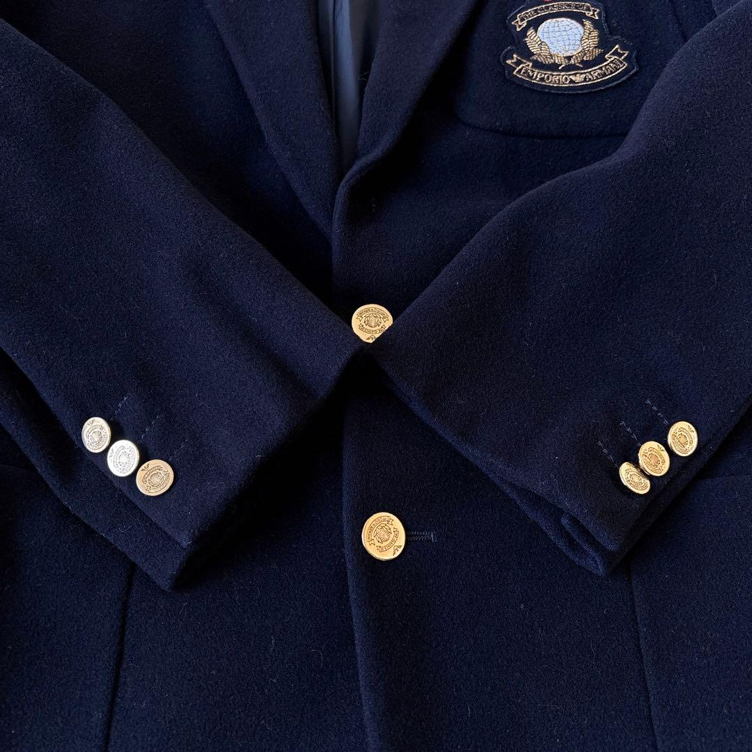 92年 エンポリオアルマーニ 金ボタン カシミヤ混縮絨ウールジャケット ブレザー