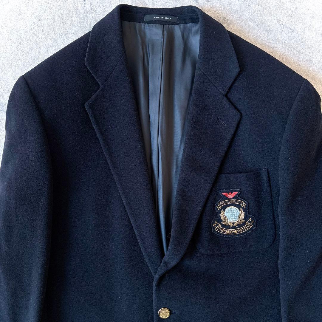 92年 エンポリオアルマーニ 金ボタン カシミヤ混縮絨ウールジャケット ブレザー