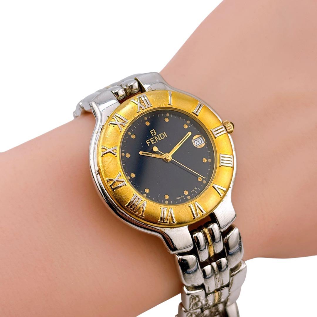 【稼働】 フェンディ 腕時計 900G デイト コンビ クォーツ インデックス