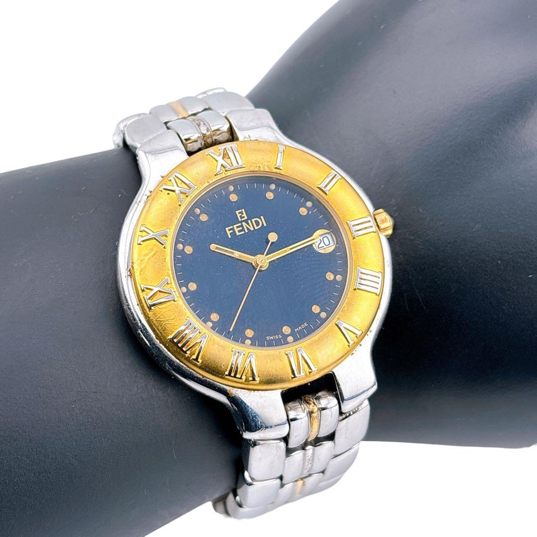 【稼働】 フェンディ 腕時計 900G デイト コンビ クォーツ インデックス