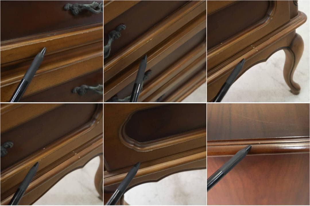 カリモク家具 アンティーク調 5段チェスト 猫脚 高さ110cm 高級家具