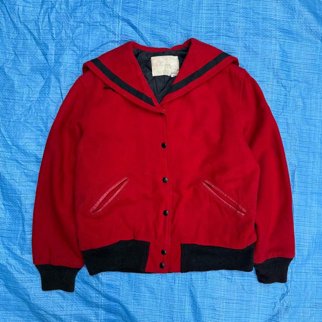 50s〜60s ウールセーラースタジャンボタスタツートンジャケットvintage