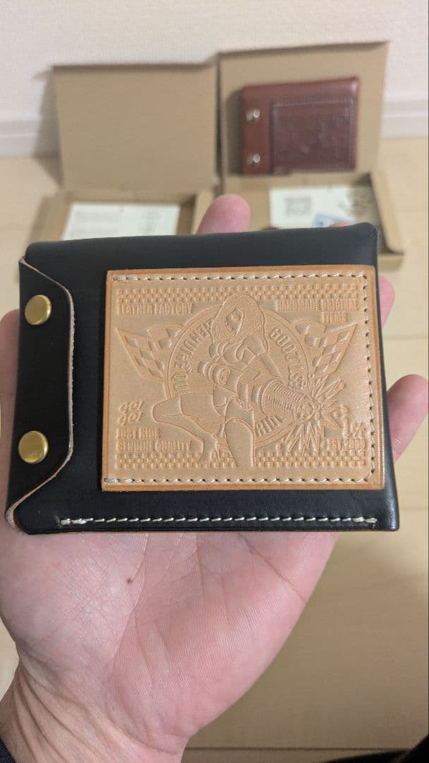 【tetsuさん専用ライダースミニウォレット改ブッテーロ(茶芯黒)マレンボックス