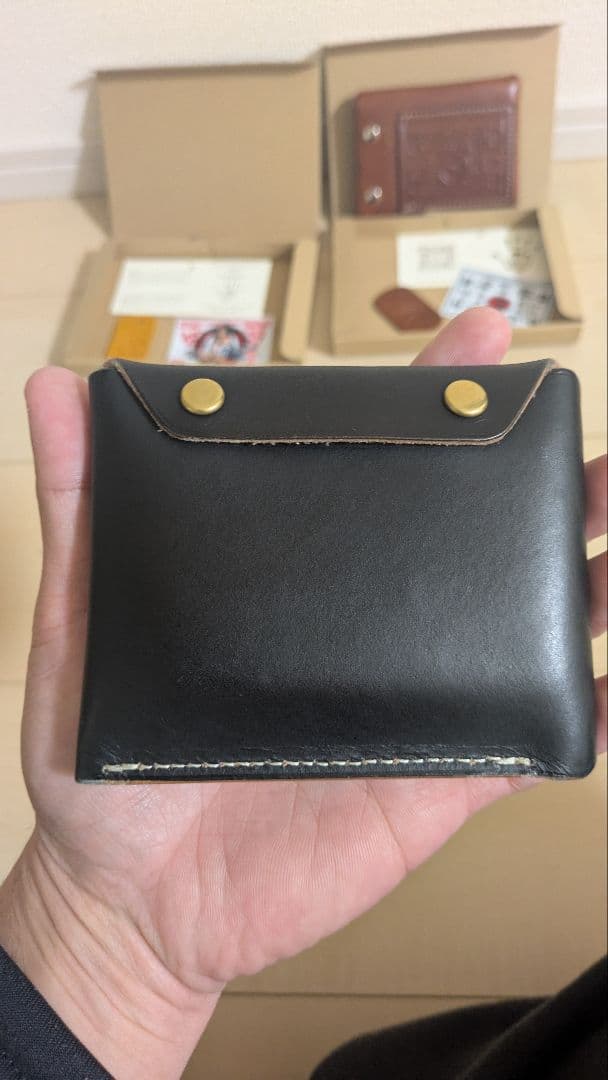 【tetsuさん専用ライダースミニウォレット改ブッテーロ(茶芯黒)マレンボックス