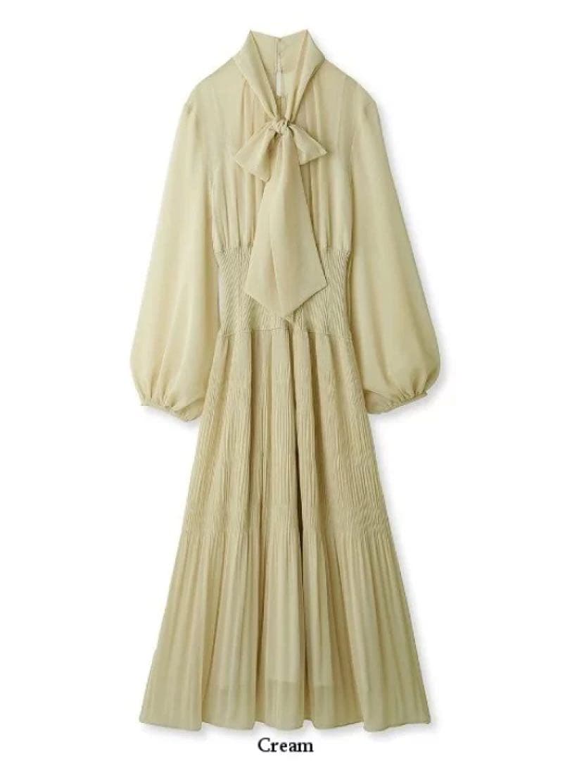 新品　fray i.d ウエストリブマジョリカプリーツワンピース クリーム