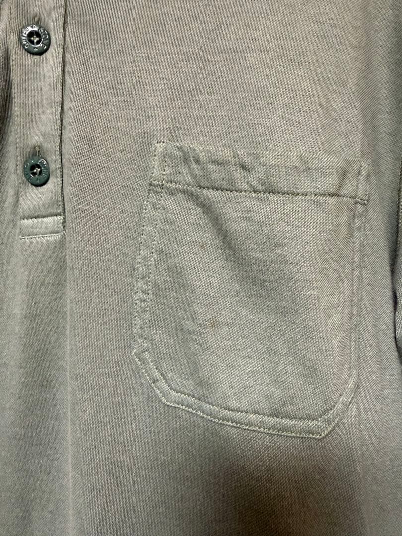 STONE  カーキ 長袖ポロシャツ