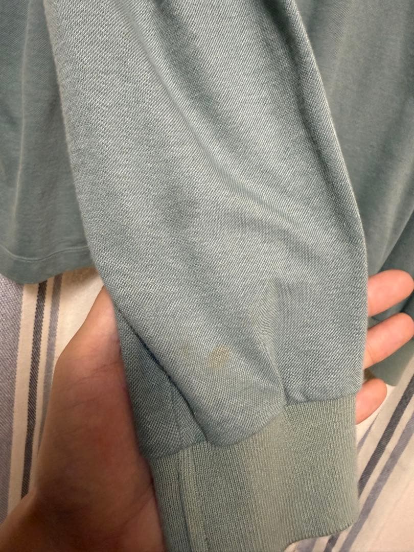 STONE  カーキ 長袖ポロシャツ